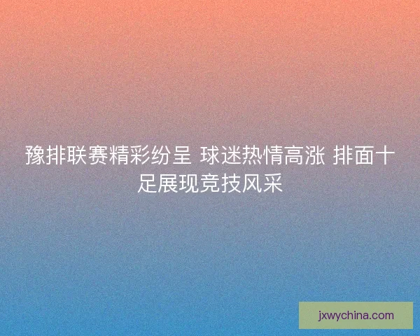 豫排联赛精彩纷呈 球迷热情高涨 排面十足展现竞技风采