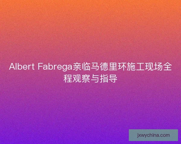Albert Fabrega亲临马德里环施工现场全程观察与指导